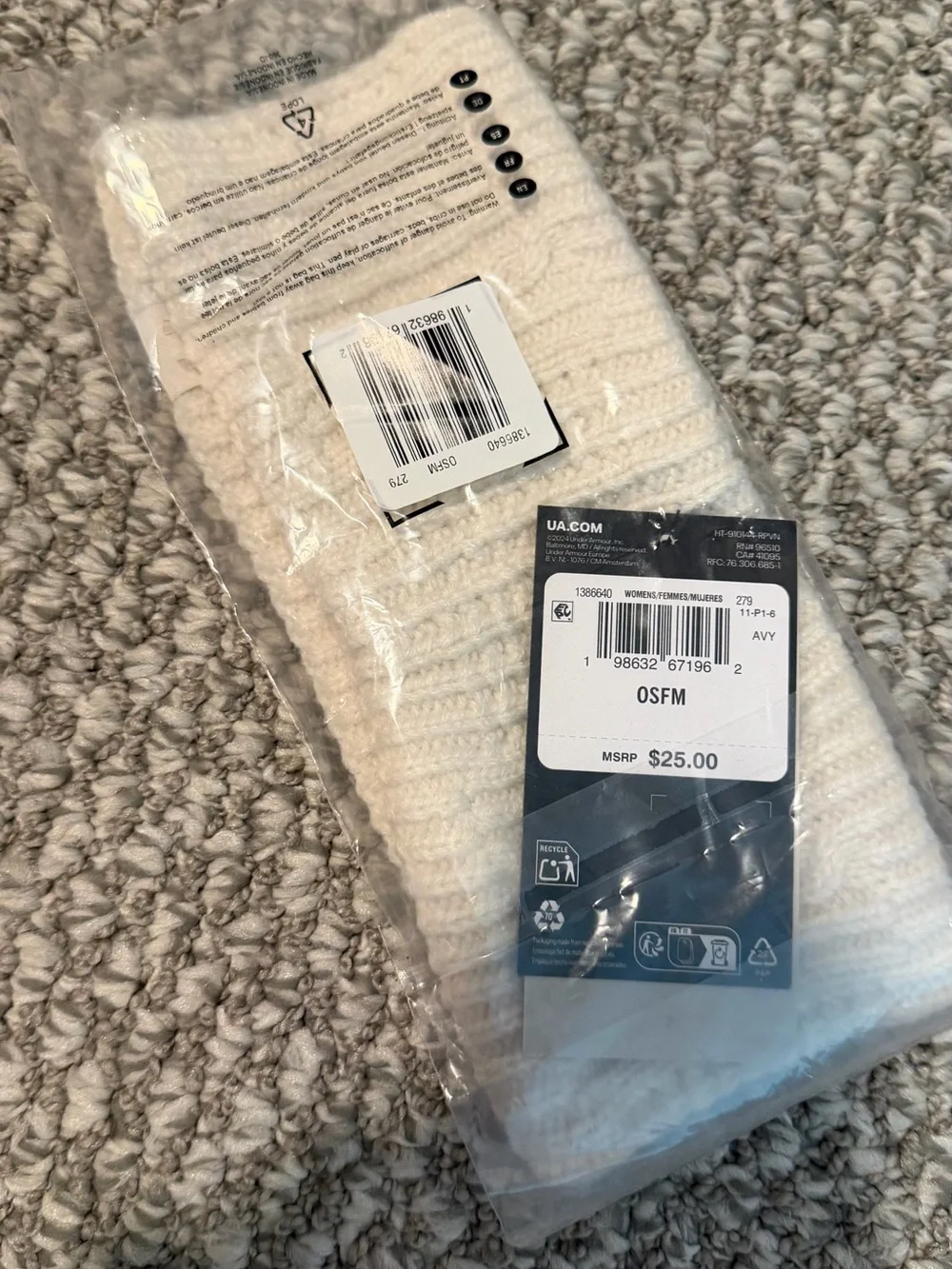 Under Armour White Knit Headband in logo packaging New with tags